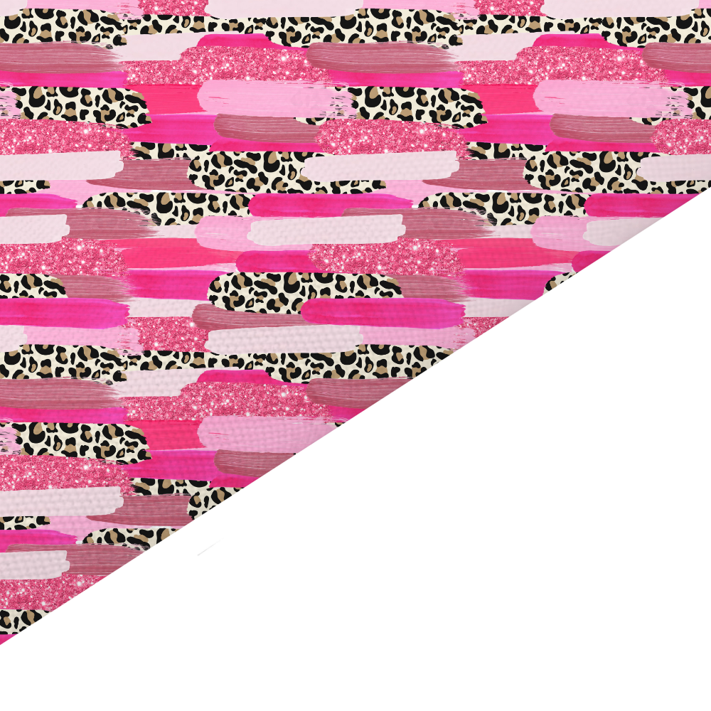 Pink Leopard Print Strokes Canvas And Felt Backed Fabric - SKU H58
