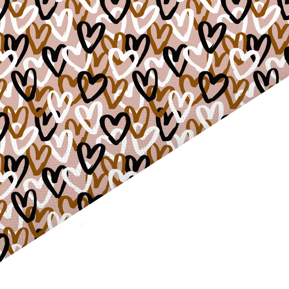 Brown Hearts Canvas And Felt Backed Fabric - SKU A73