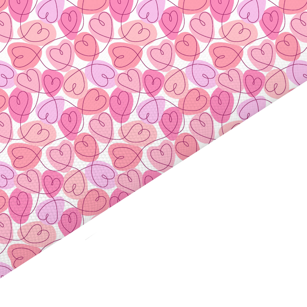 Pink Swirly Hearts Canvas And Felt Backed Fabric - SKU A69