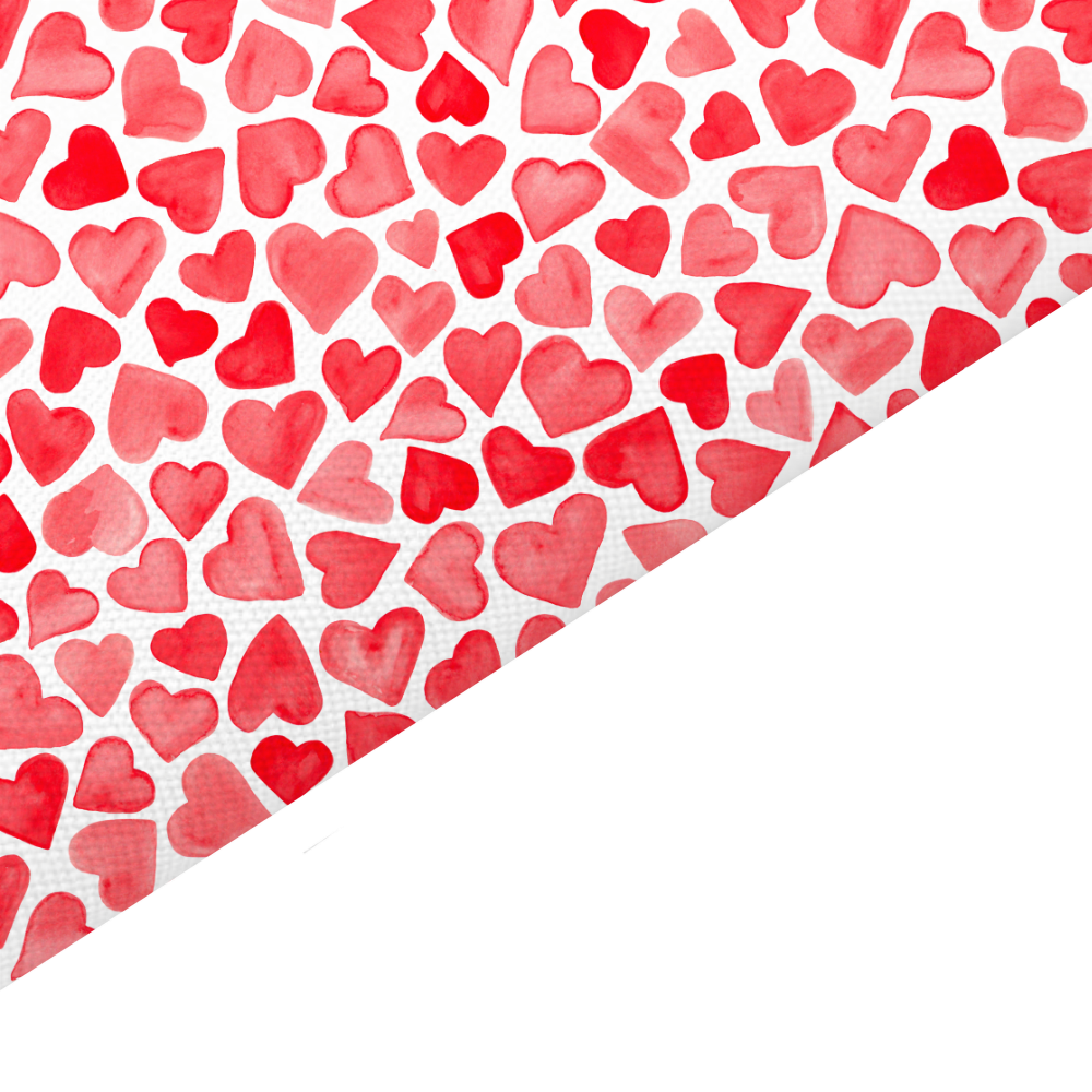 Red Watercolour Hearts Canvas And Felt Backed Fabric - SKU A86