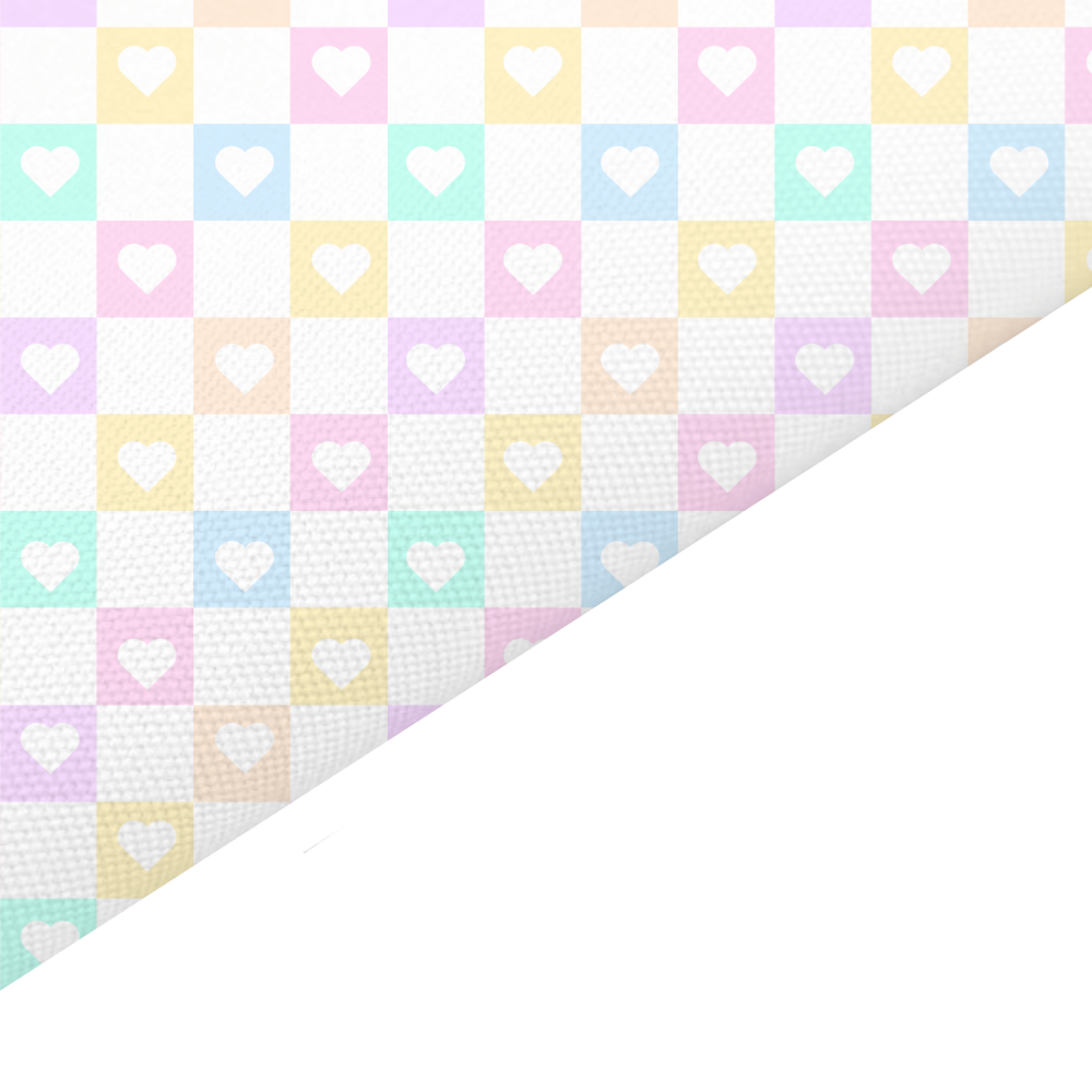 Rainbow Checker Hearts Canvas And Felt Backed Fabric - SKU A85