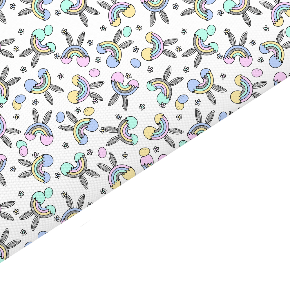 Easter Rainbow Canvas And Felt Backed Fabric - SKU A42