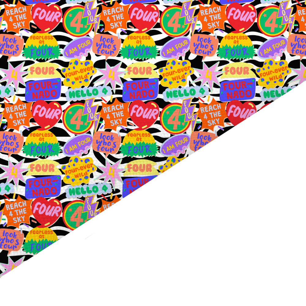 4th Birthday Canvas And Felt Backed Fabric - SKU P47