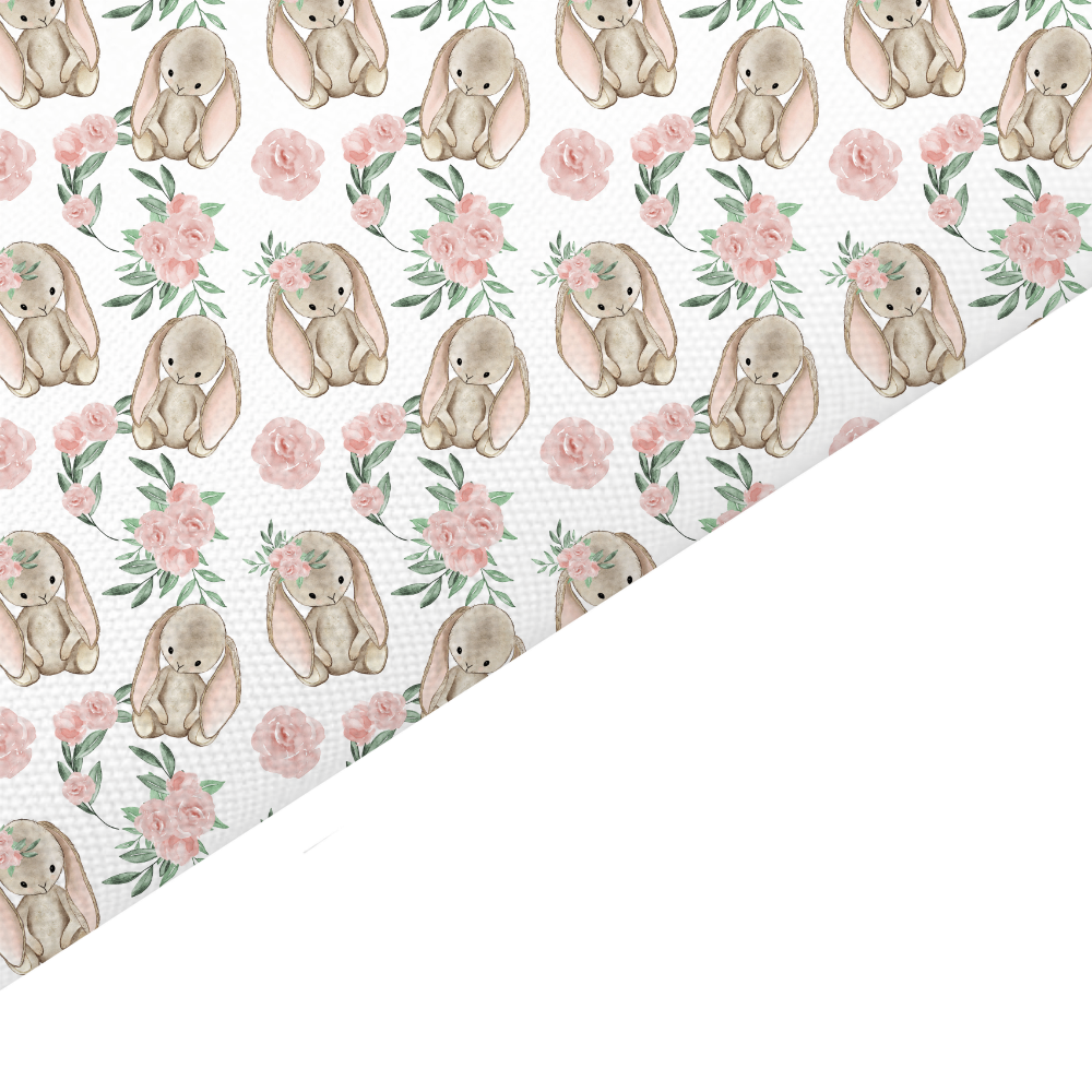 Floral Rabbit Canvas And Felt Backed Fabric - SKU B15