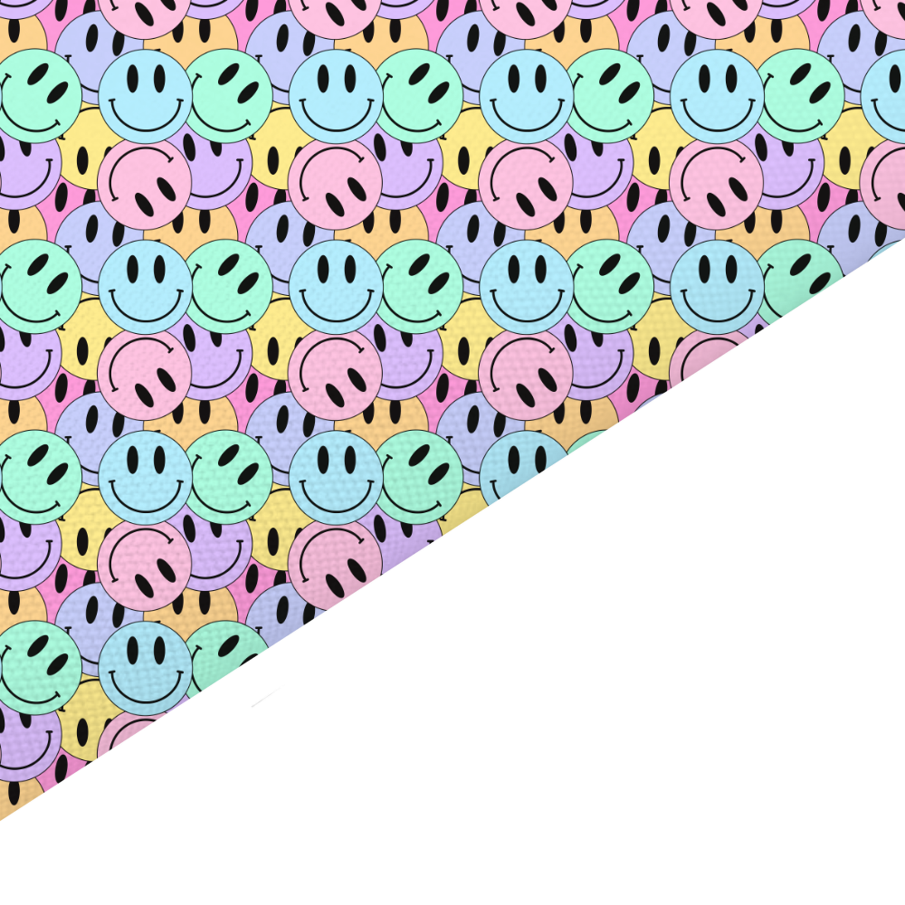 Pastel Smiley Canvas And Felt Backed Fabric - SKU B86