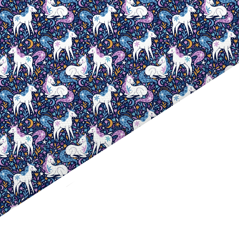 Navy Unicorn Canvas And Felt Backed Fabric - SKU B94