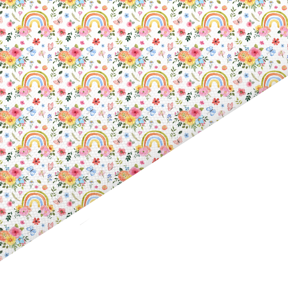 Floral Rainbow Canvas And Felt Backed Fabric - SKU D17