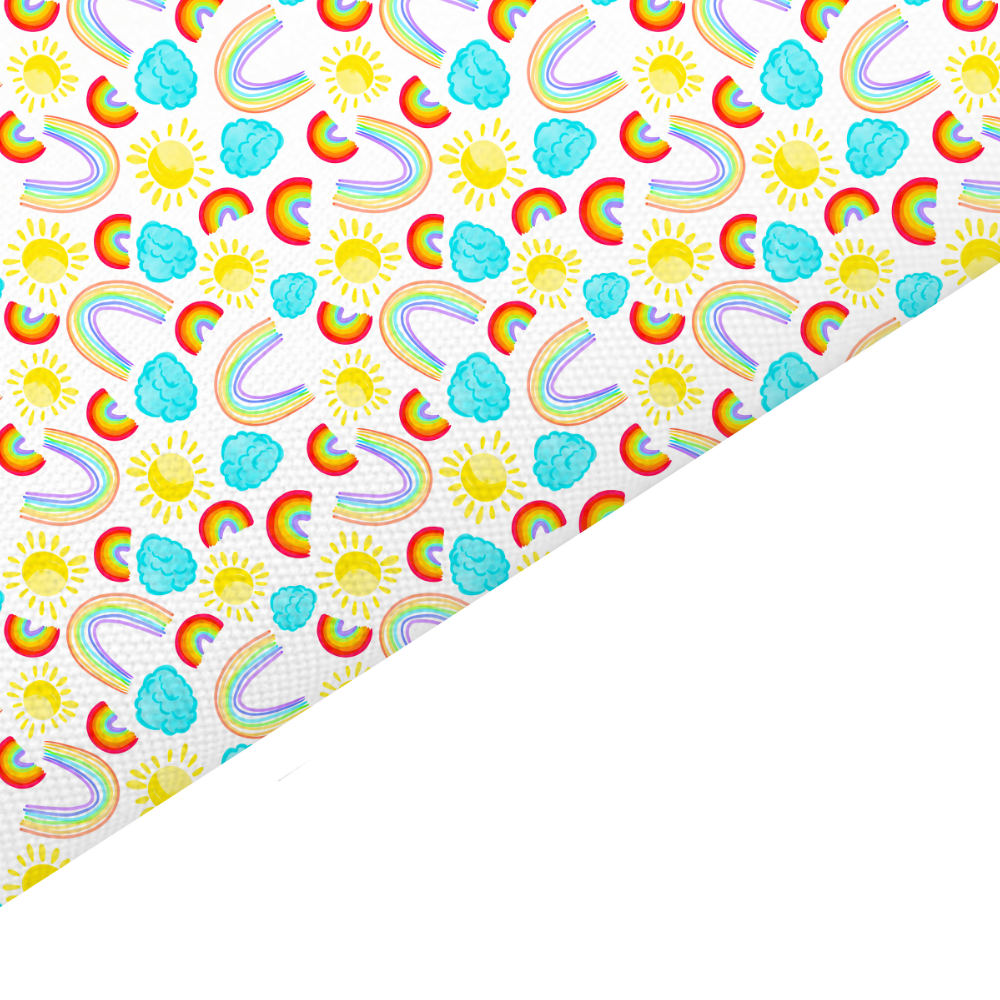 Blue Rainbow Canvas And Felt Backed Fabric - SKU D20