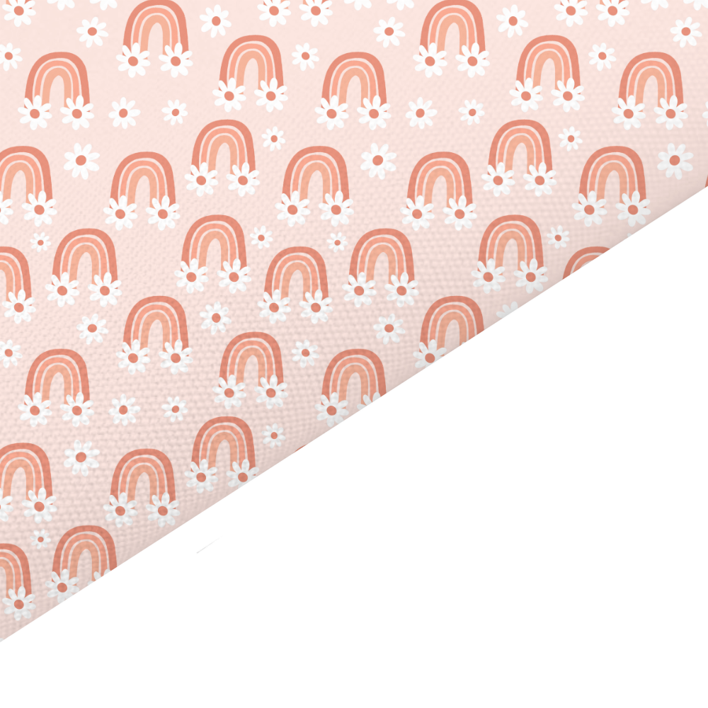 Floral Rainbow Canvas And Felt Backed Fabric - SKU D21