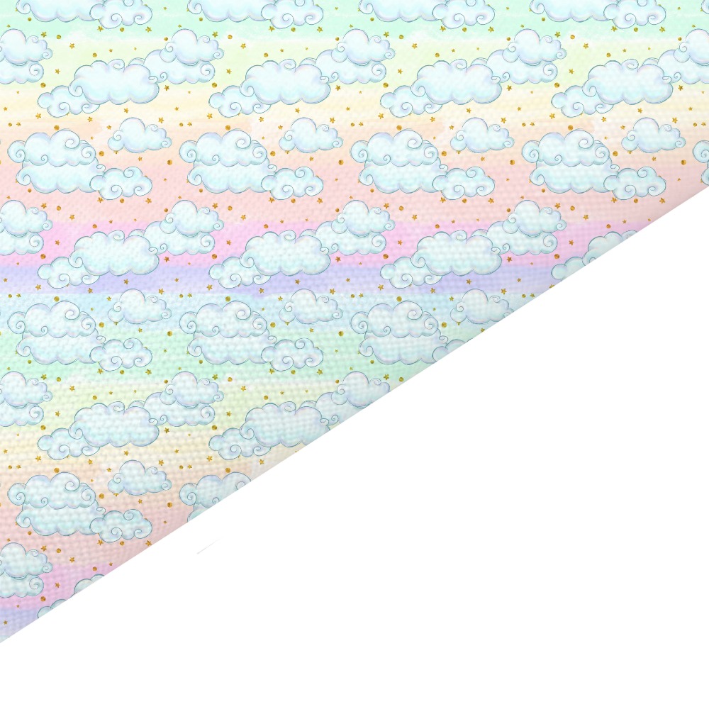 Rainbow Cloud Canvas And Felt Backed Fabric - SKU D5