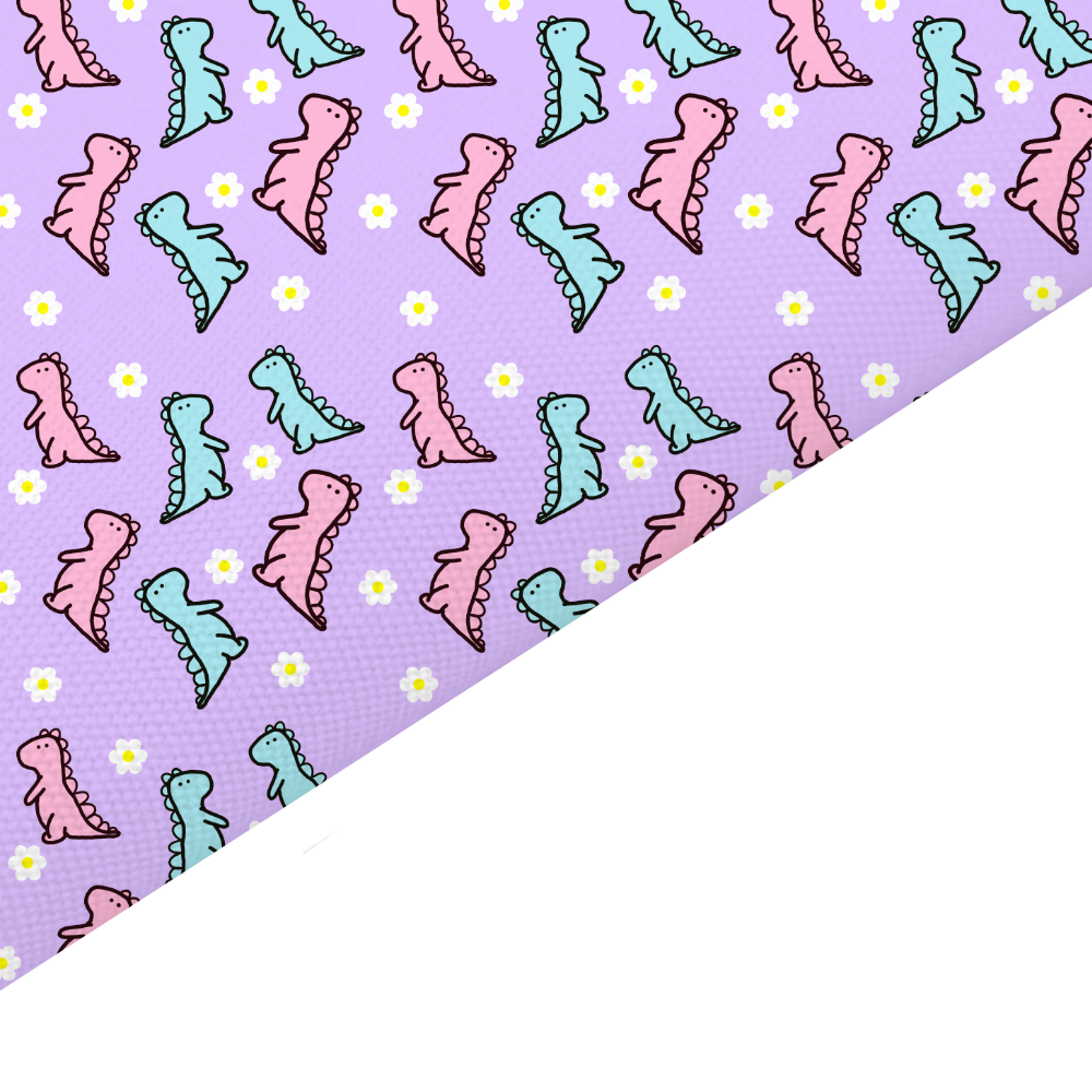 Purple Dinosaur Canvas And Felt Backed Fabric - SKU B50