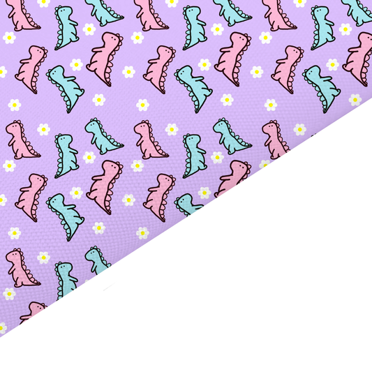 Purple Dinosaur Canvas And Felt Backed Fabric - SKU B50
