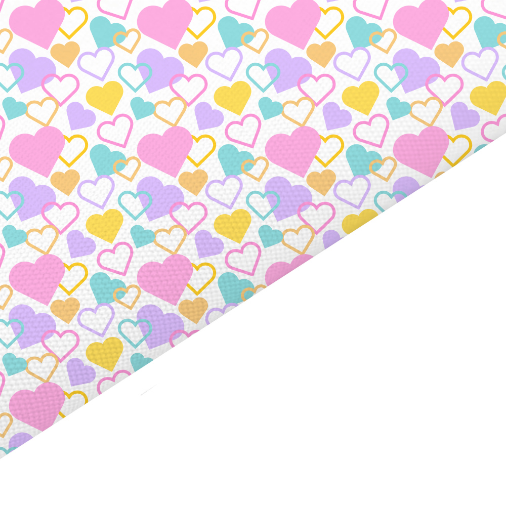Pastel Hearts Canvas And Felt Backed Fabric - SKU E36