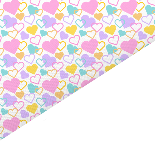 Pastel Hearts Canvas And Felt Backed Fabric - SKU E36