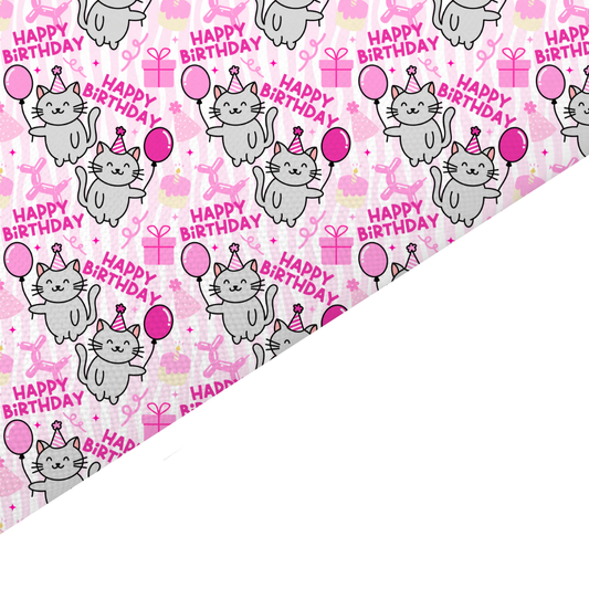 Birthday Cat Canvas And Felt Backed Fabric - SKU J42