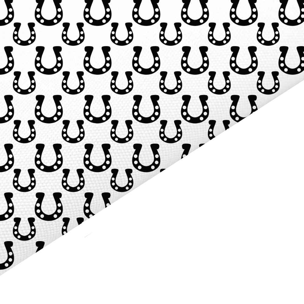 Black Horseshoe Canvas And Felt Backed Fabric - SKU N22