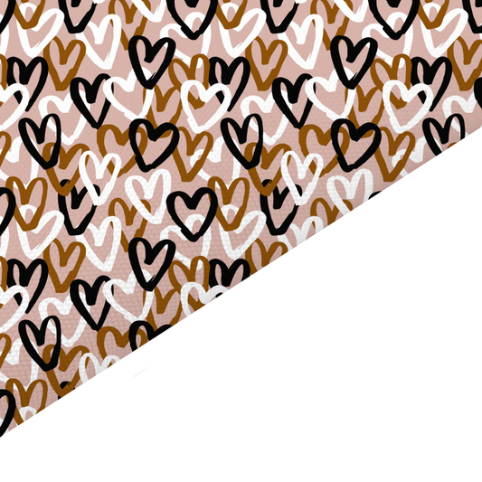 Brown Hearts Canvas And Felt Backed Fabric - SKU A73