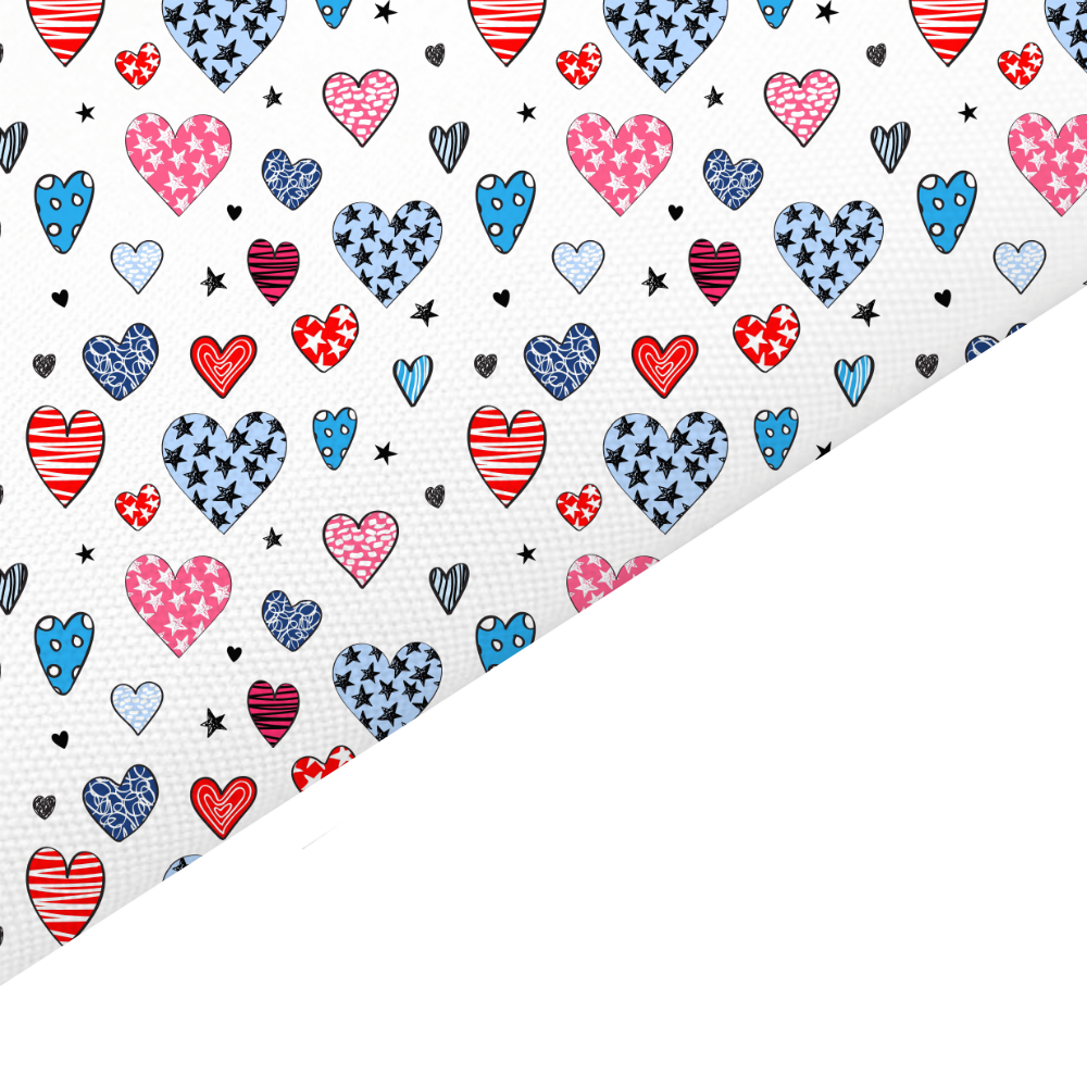 Mixed Hearts Canvas And Felt Backed Fabric - SKU A70