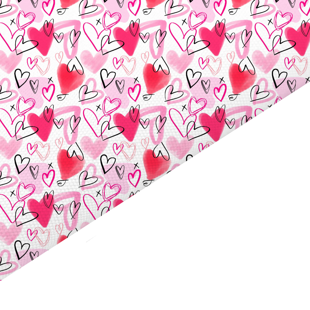 Pink And Red Hearts Canvas And Felt Backed Fabric - SKU A68