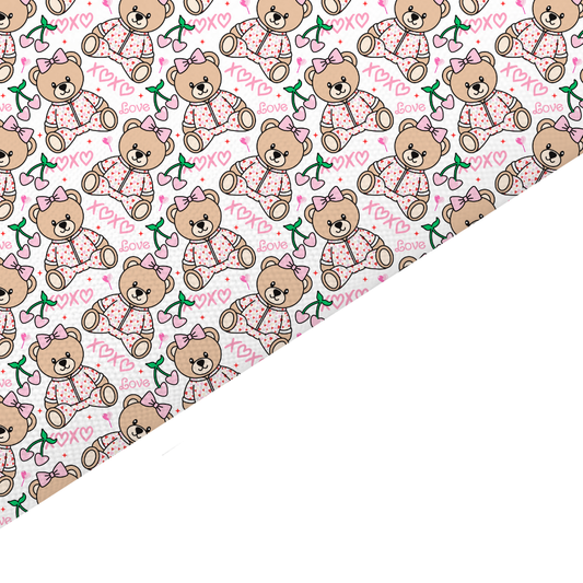 Pink Teddy Bear Canvas And Felt Backed Fabric - SKU A98