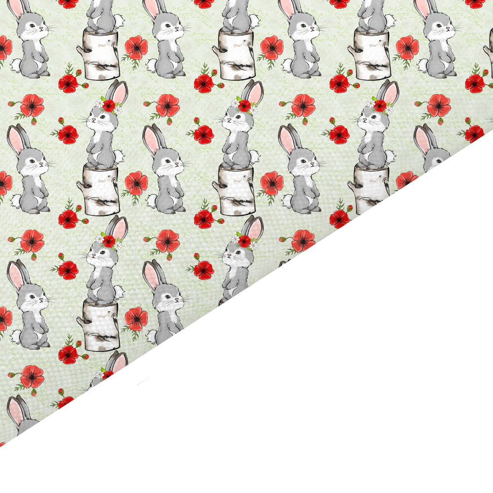 Bunny Rabbit Canvas And Felt Backed Fabric - SKU B13