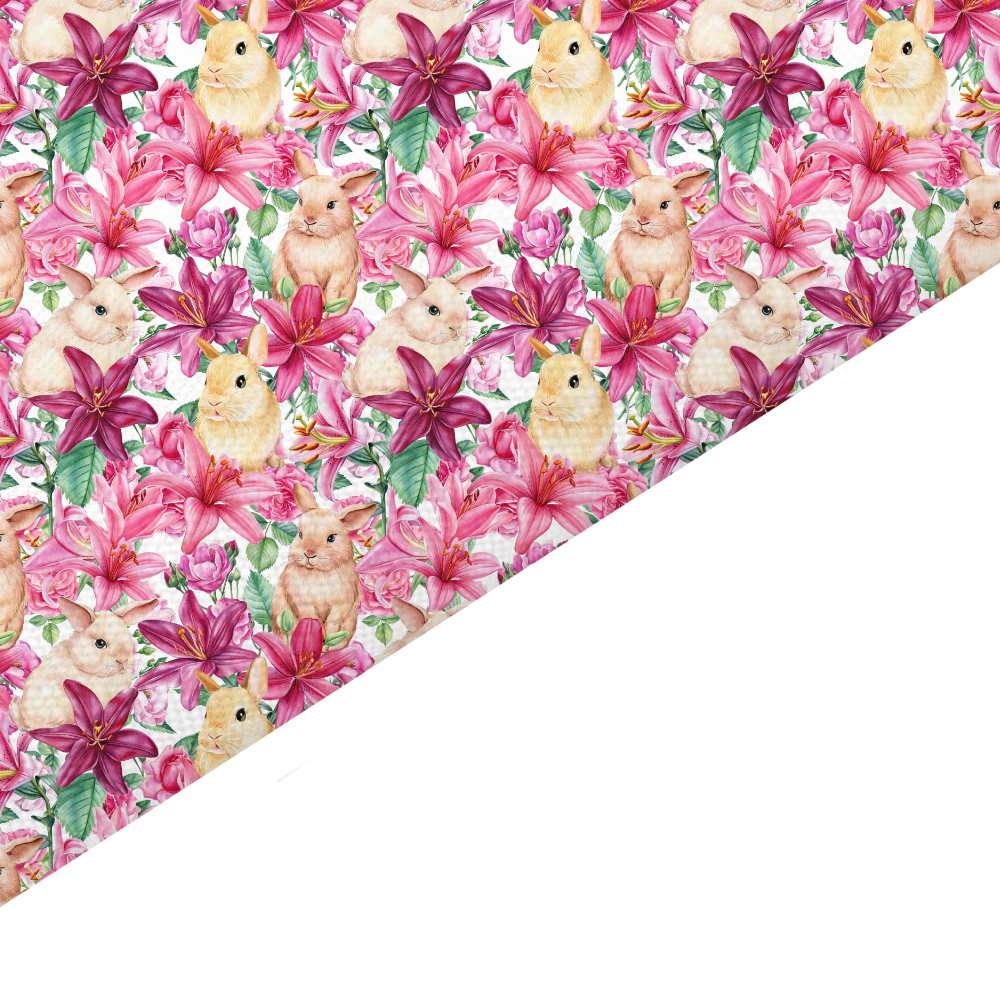 Floral Rabbit Canvas And Felt Backed Fabric - SKU B8