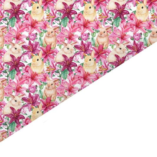 Floral Rabbit Canvas And Felt Backed Fabric - SKU B8