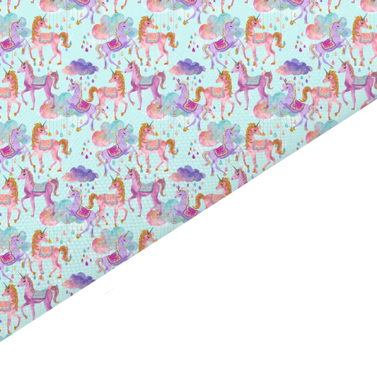 Blue Unicorn Canvas And Felt Backed Fabric - SKU B88