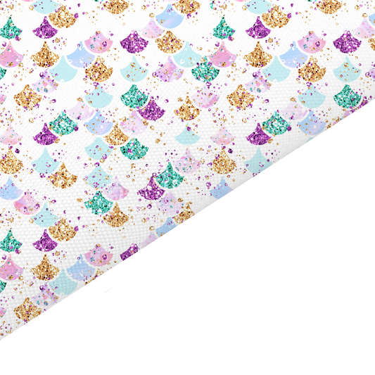 White Mermaid Scales Canvas And Felt Backed Fabric - SKU C14