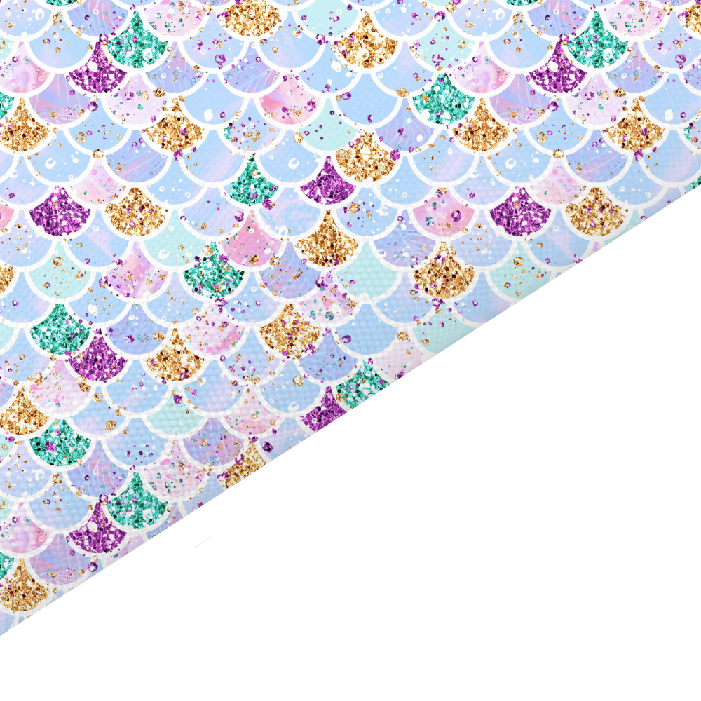 Blue Mermaid Scales Canvas And Felt Backed Fabric - SKU C15