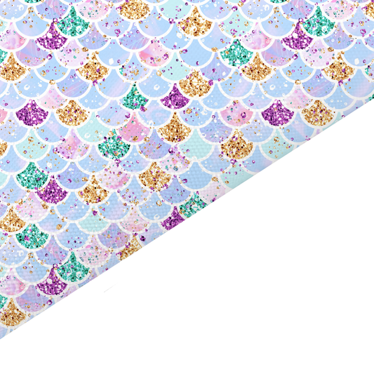 Blue Mermaid Scales Canvas And Felt Backed Fabric - SKU C15