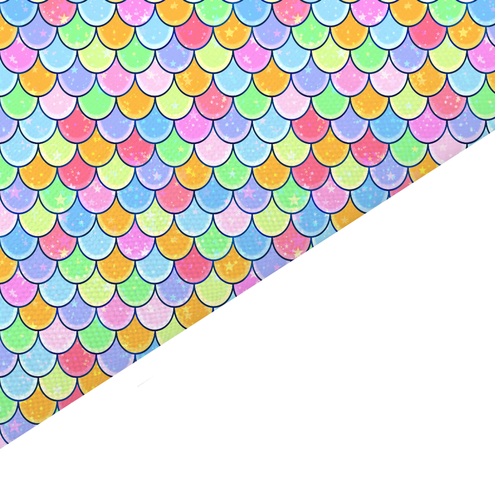 Rainbow Mermaid Scales Canvas And Felt Backed Fabric - SKU C35