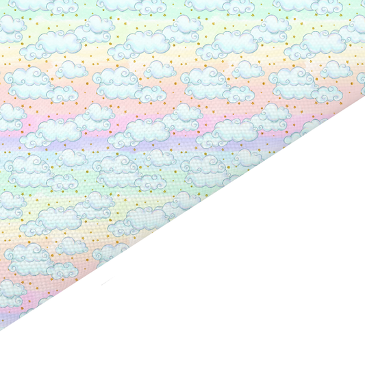 Rainbow Cloud Canvas And Felt Backed Fabric - SKU D5
