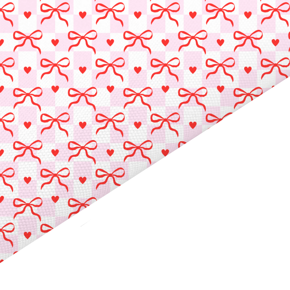 Red Valentines Bows Canvas And Felt Backed Fabric - SKU D34