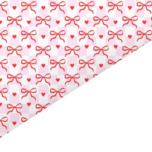 Red Valentines Bows Canvas And Felt Backed Fabric - SKU D34