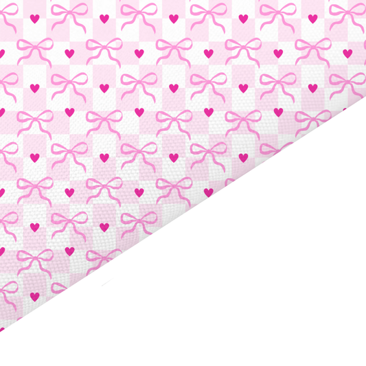 Pink Valentines Bows Canvas And Felt Backed Fabric - SKU D35